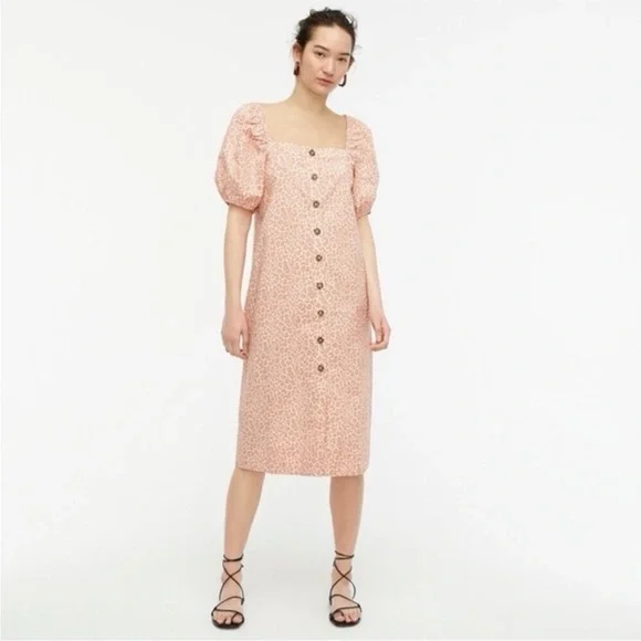 J. Crew Pink Animal Print Midi Dress - Picture 2 of 10